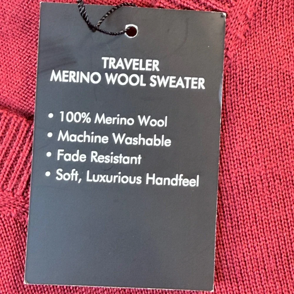 Jos A Bank Traveler Merino Wool Sweater XXL Red V Neck Pullover NWT Professional